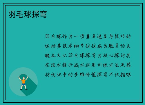 羽毛球探弯